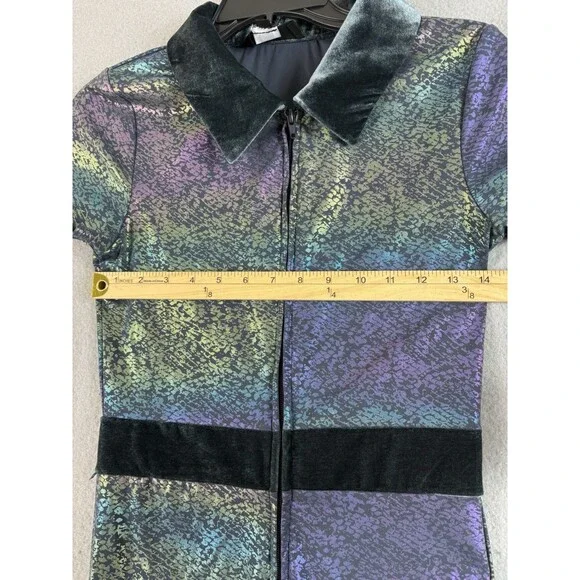Spirithoods Iridescent Snakeskin Flare Jumpsuit Short Sleeve Collared Medium 1pc - Picture 5 of 16